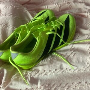 Adidas Prime SP 4 Yellow-Green Track Spikes with Black Stripes